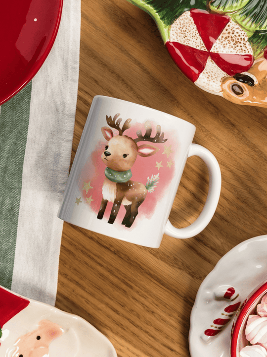 Handgemachte personalisierte Tasse als Geschenk für Frauen, Motiv RENTIERBABY 