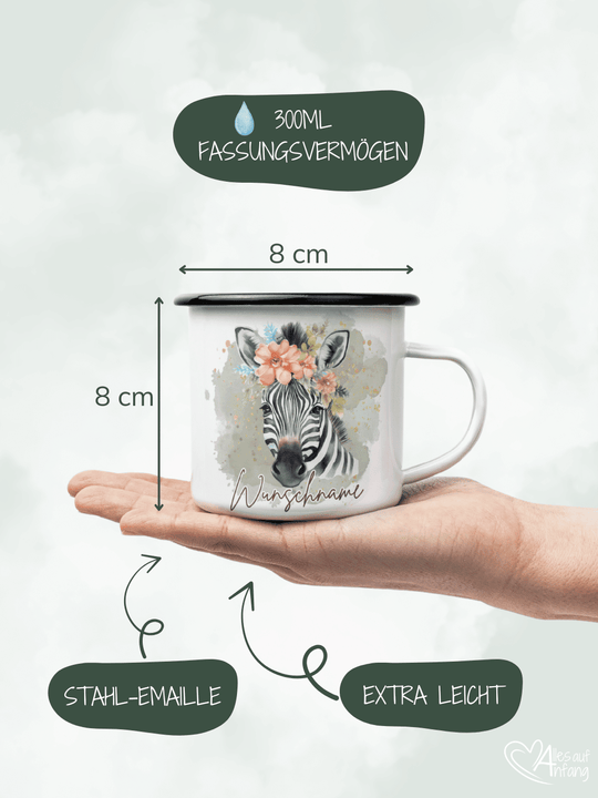 ZEBRA Emaillebecher - Alles auf Anfang - personalisierte Geschenke für Frauen