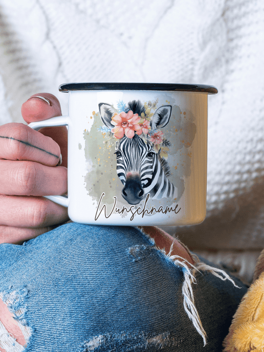 ZEBRA Emaillebecher - Alles auf Anfang - personalisierte Geschenke für Frauen