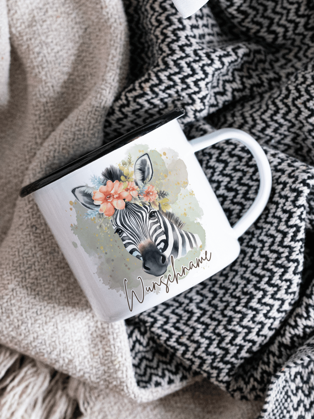 ZEBRA Emaillebecher - Alles auf Anfang - personalisierte Geschenke für Frauen