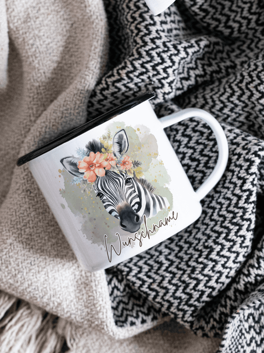 ZEBRA Emaillebecher - Alles auf Anfang - personalisierte Geschenke für Frauen