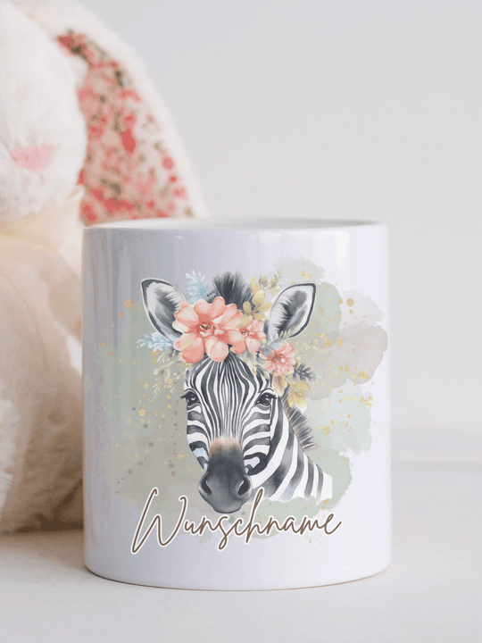 Keramikspardose Zebra mit Name personalisiert - achtsame Geschenke für Frauen bei Alles auf Anfang, Bedburg NRW