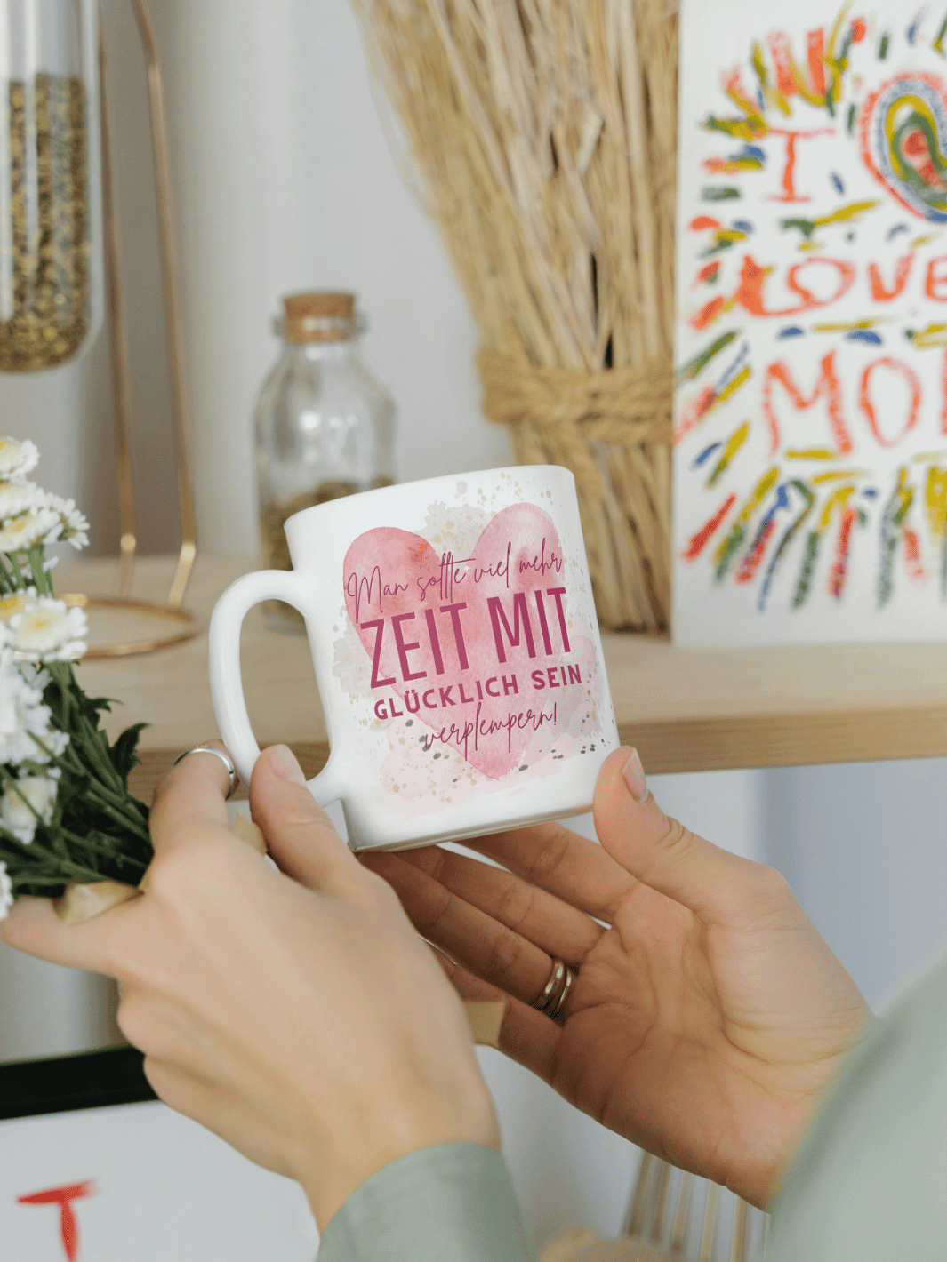 Zeit zum Glücklich sein Tasse - achtsame Geschenke für Frauen und Mädchen bei Alles auf Anfang in Bedburg, NRW