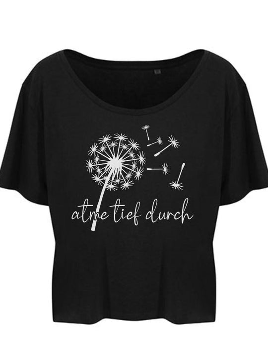 Damen T-Shirt ATME TIEF DURCH cropped schwarz