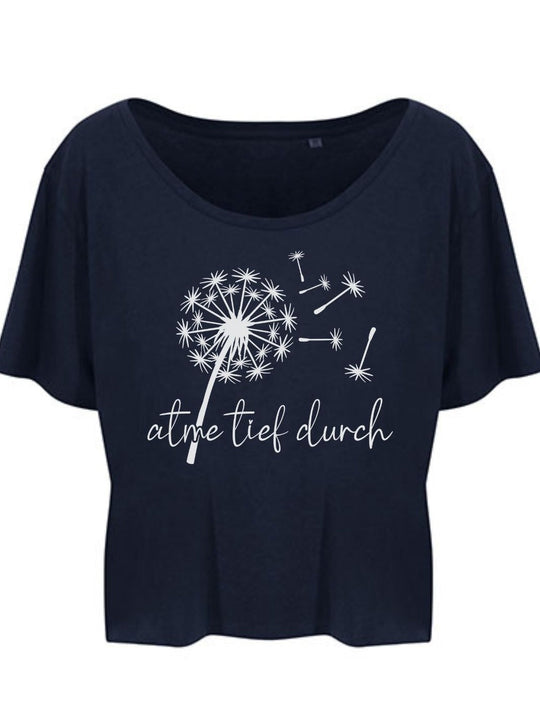 Damen T-Shirt ATME TIEF DURCH cropped navy