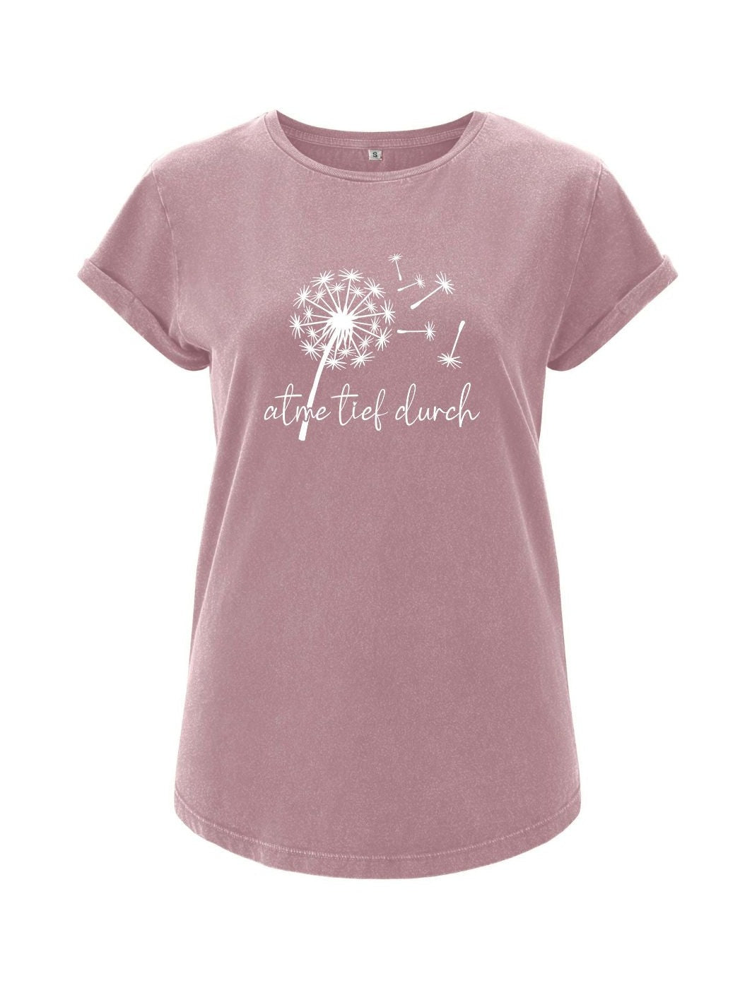 Damen T-Shirt ATME TIEF DURCH rolled arms  purple rose