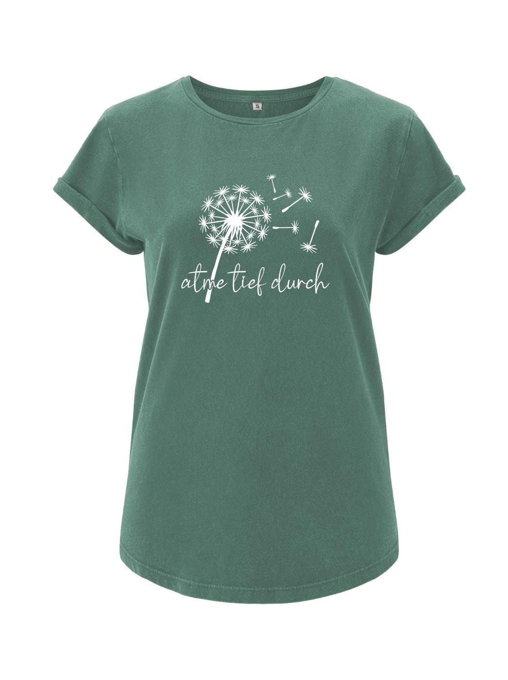 Damen T-Shirt ATME TIEF DURCH rolled arms  sage green