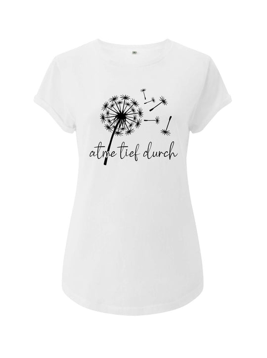 Damen T-Shirt ATME TIEF DURCH rolled arms  weiß