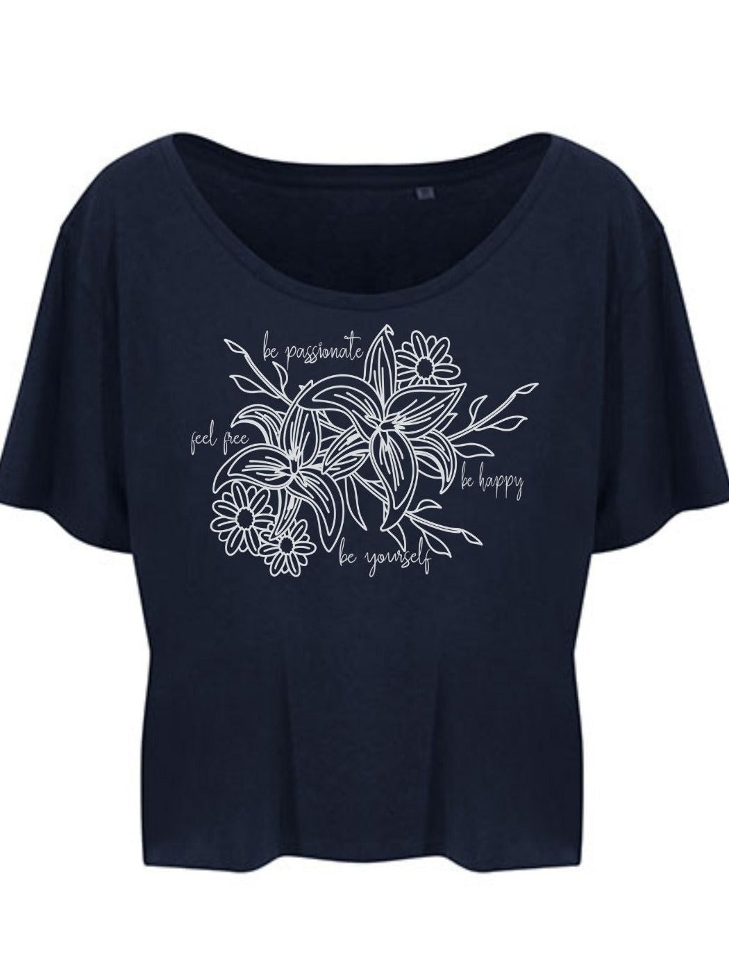 Damen T-Shirt BE YOURSELF cropped navy