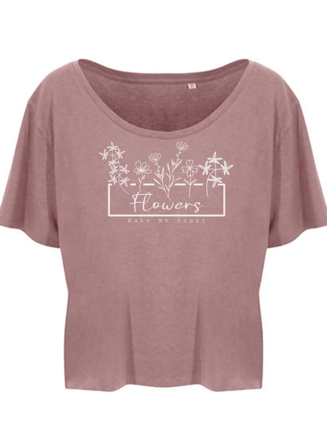 Damen T-Shirt FLOWERS cropped dusty pink