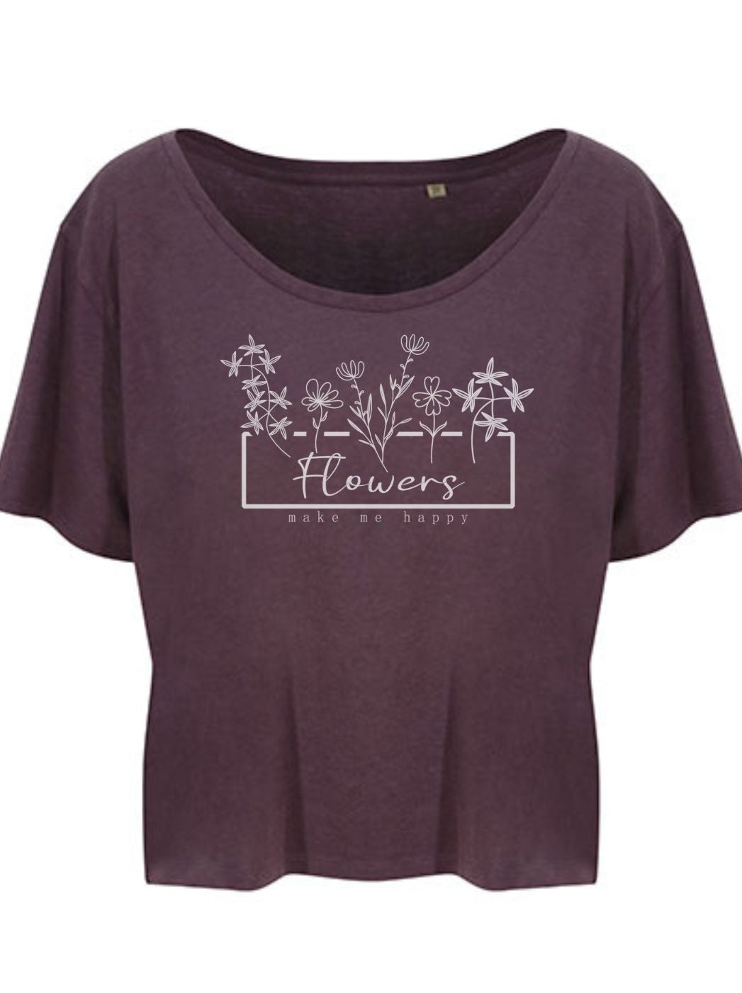 Damen T-Shirt FLOWERS cropped wild mulberry