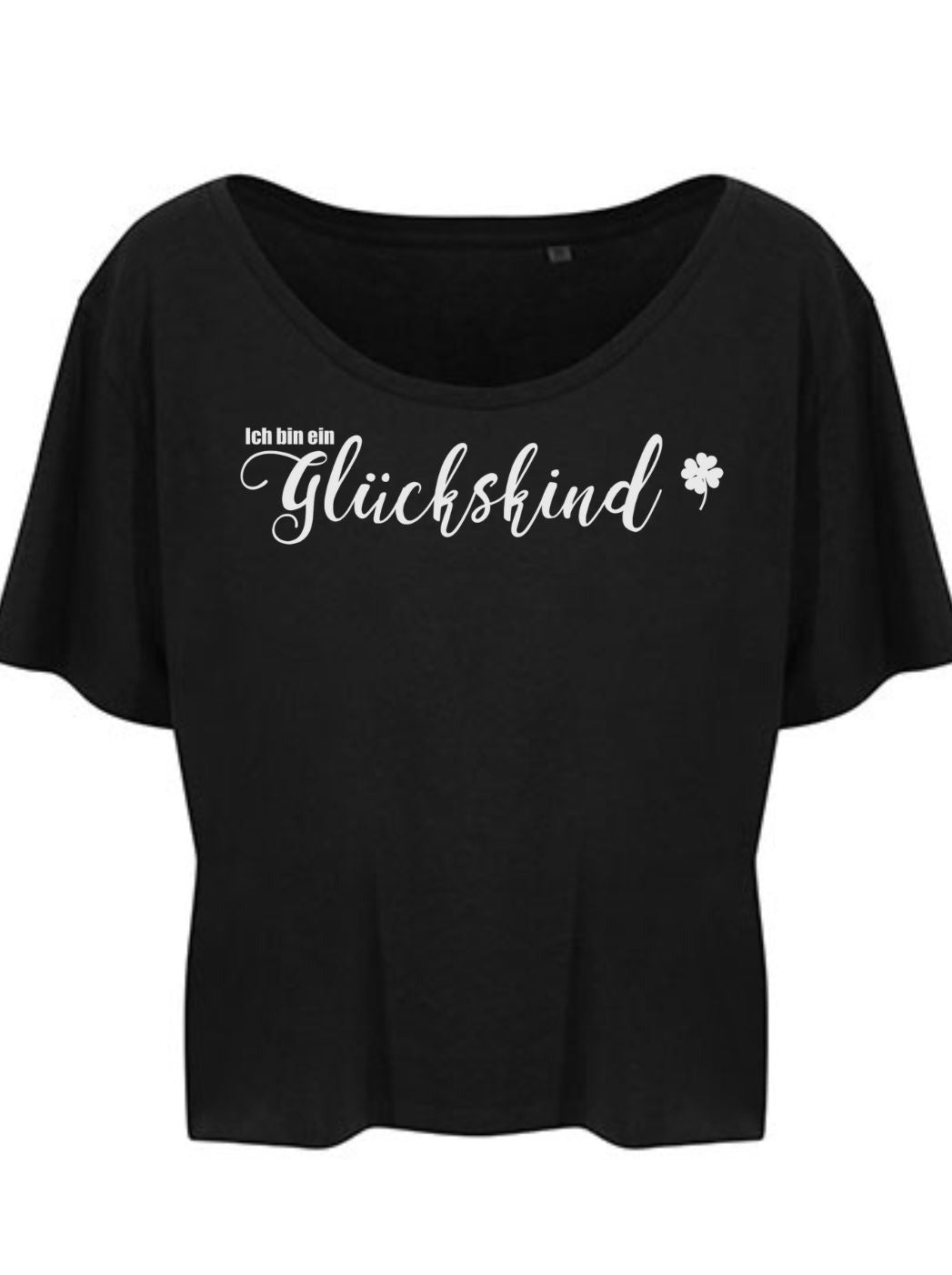 Damen T-Shirt GLÜCKSKIND cropped schwarz