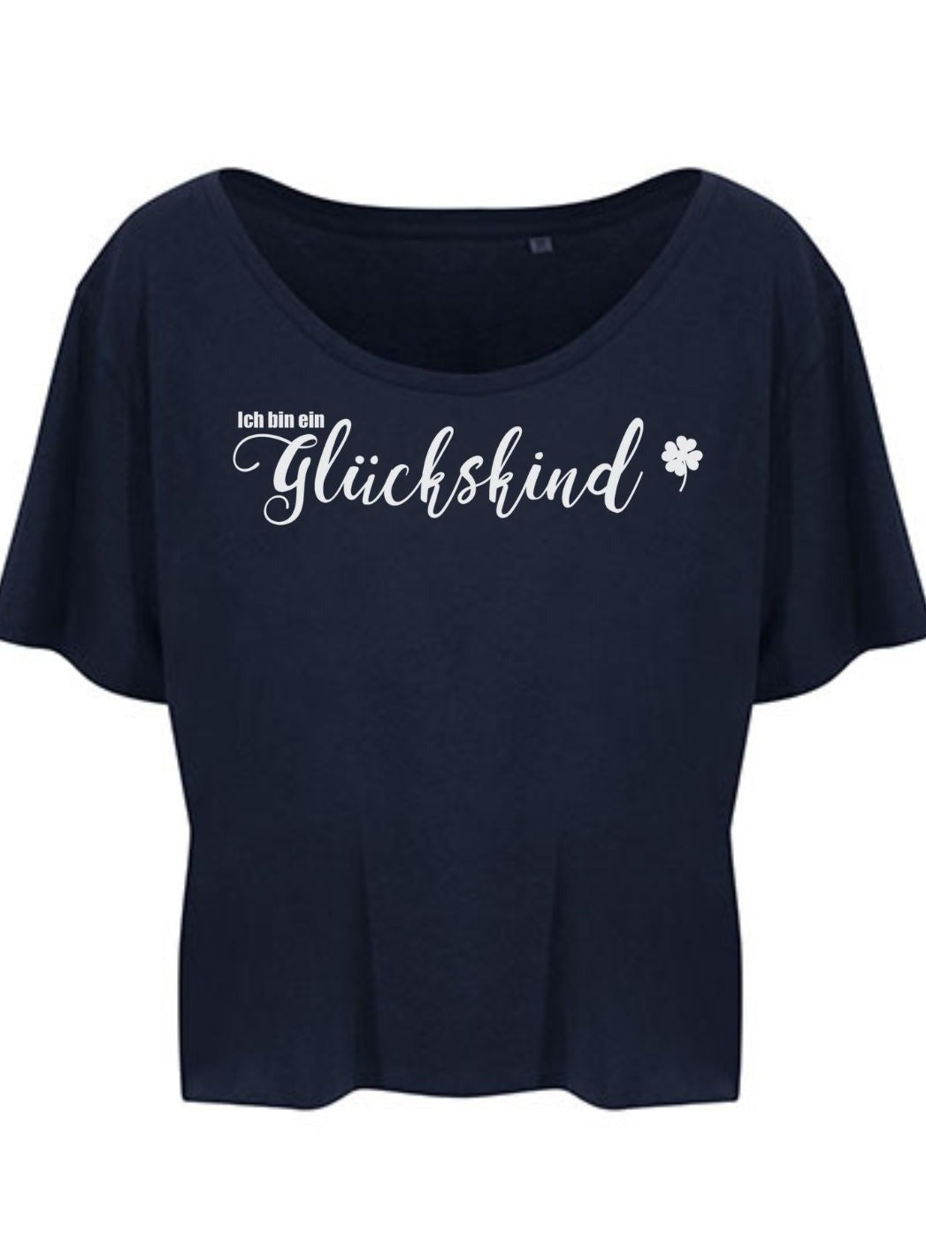 Damen T-Shirt GLÜCKSKIND cropped navy