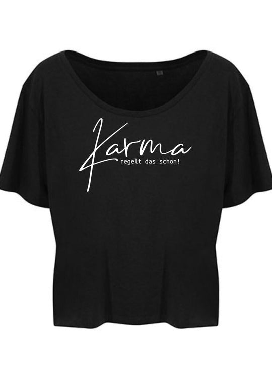 Damen T-Shirt KARMA cropped schwarz