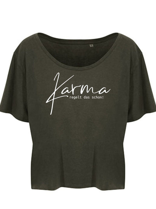 Damen T-Shirt KARMA cropped fern green