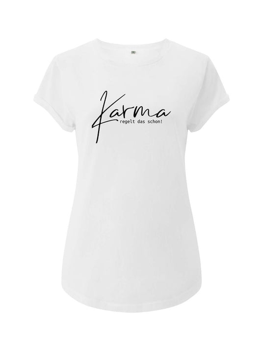 Damen T-Shirt KARMA rolled arms weiß