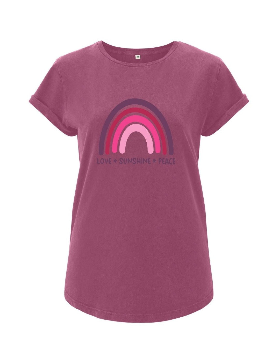 Damen T-Shirt RAINBOW rolled arms berry