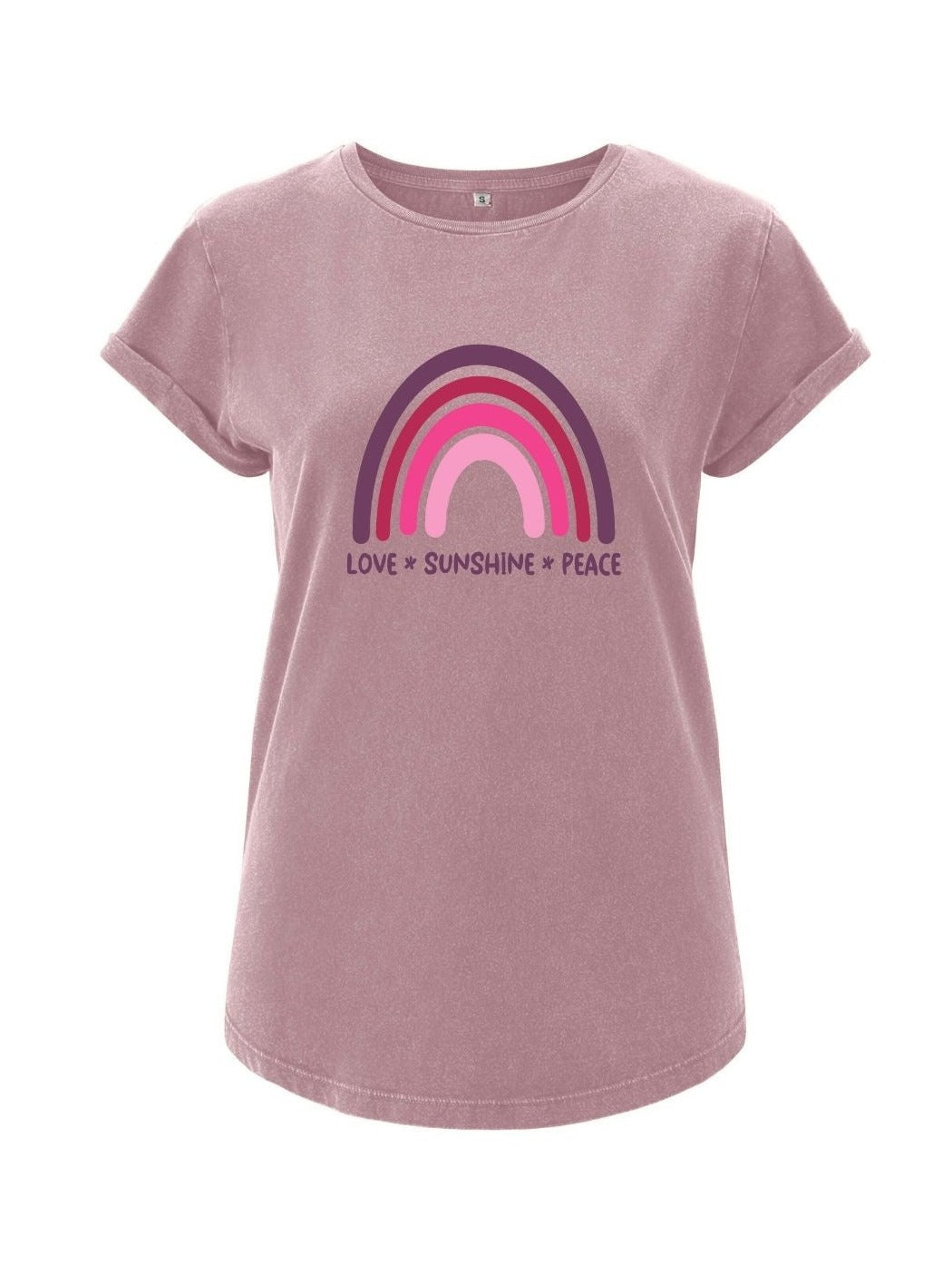 Damen T-Shirt RAINBOW rolled arms purple rose