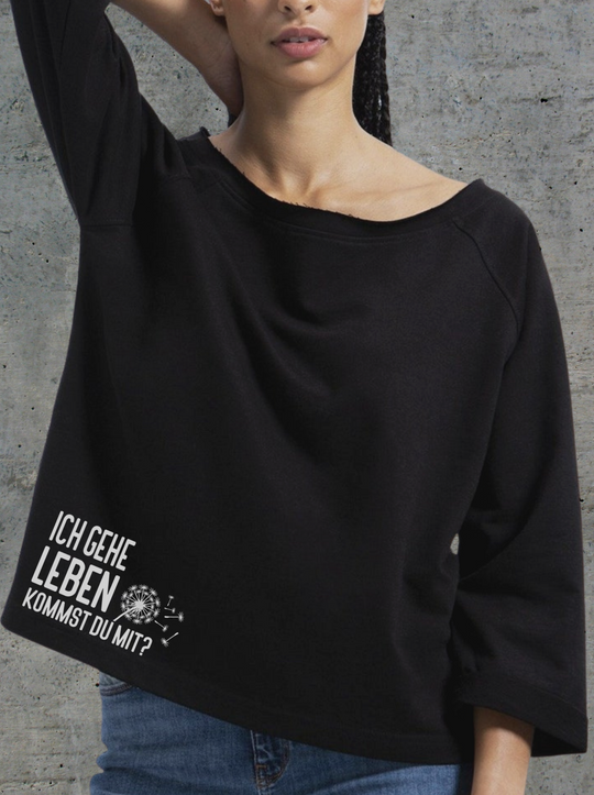 Ich geh leben Damen Flashdance Sweatshirt schwarz